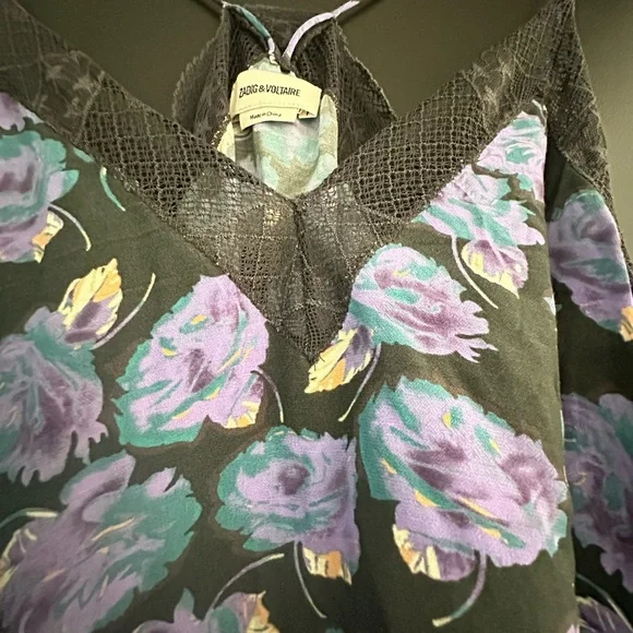 Zadig & Voltaire Black and Purple Floral Camisole - Picture 3 of 6